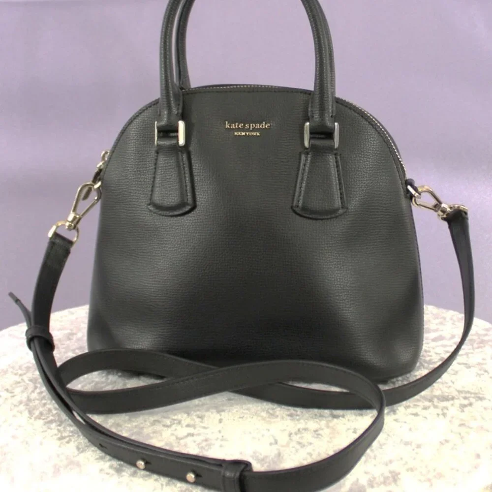 Kate Spade New York Small Dome Satchel Crossbody – Black Pebbled Leather - Picture 3 of 15